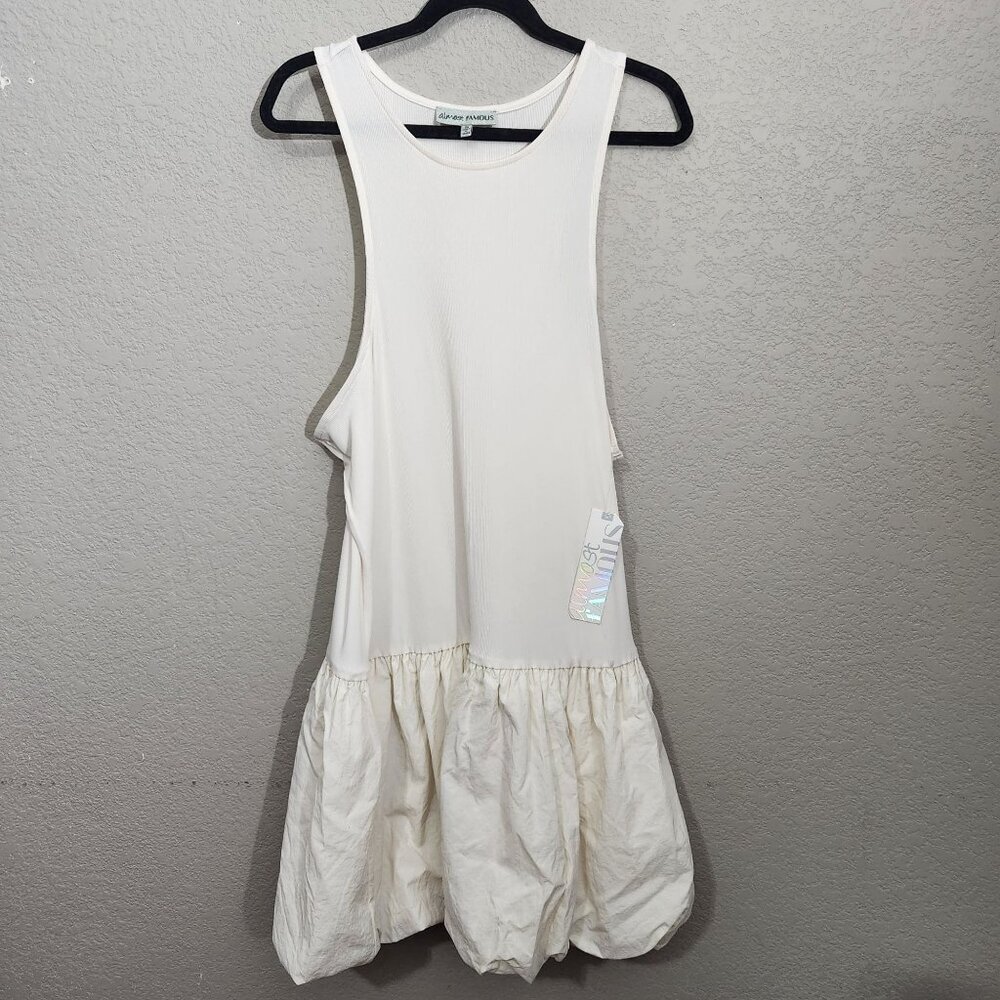 Almost Famous Dress 2X Womens White Sleeveless Tiered Flowy Casual Lightweight